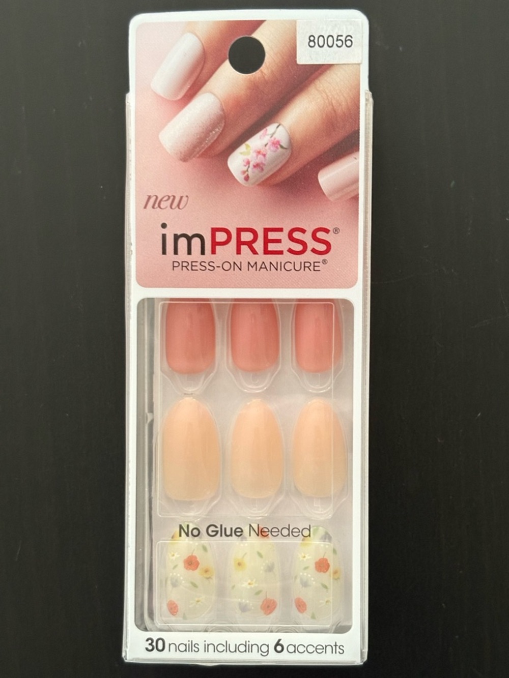 imPRESS Press-On Nails in Bright Red with White Accent